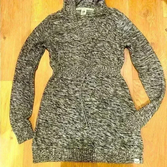 ROXY Marled Gray Cinch Waist Sweater Hoody in Sz M - Worn twice - Picture 1 of 6